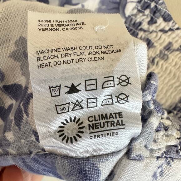 Reformation Teya Linen Two Piece Lupine Size 10 Skirt Crop Top Floral White Blue - Picture 7 of 16